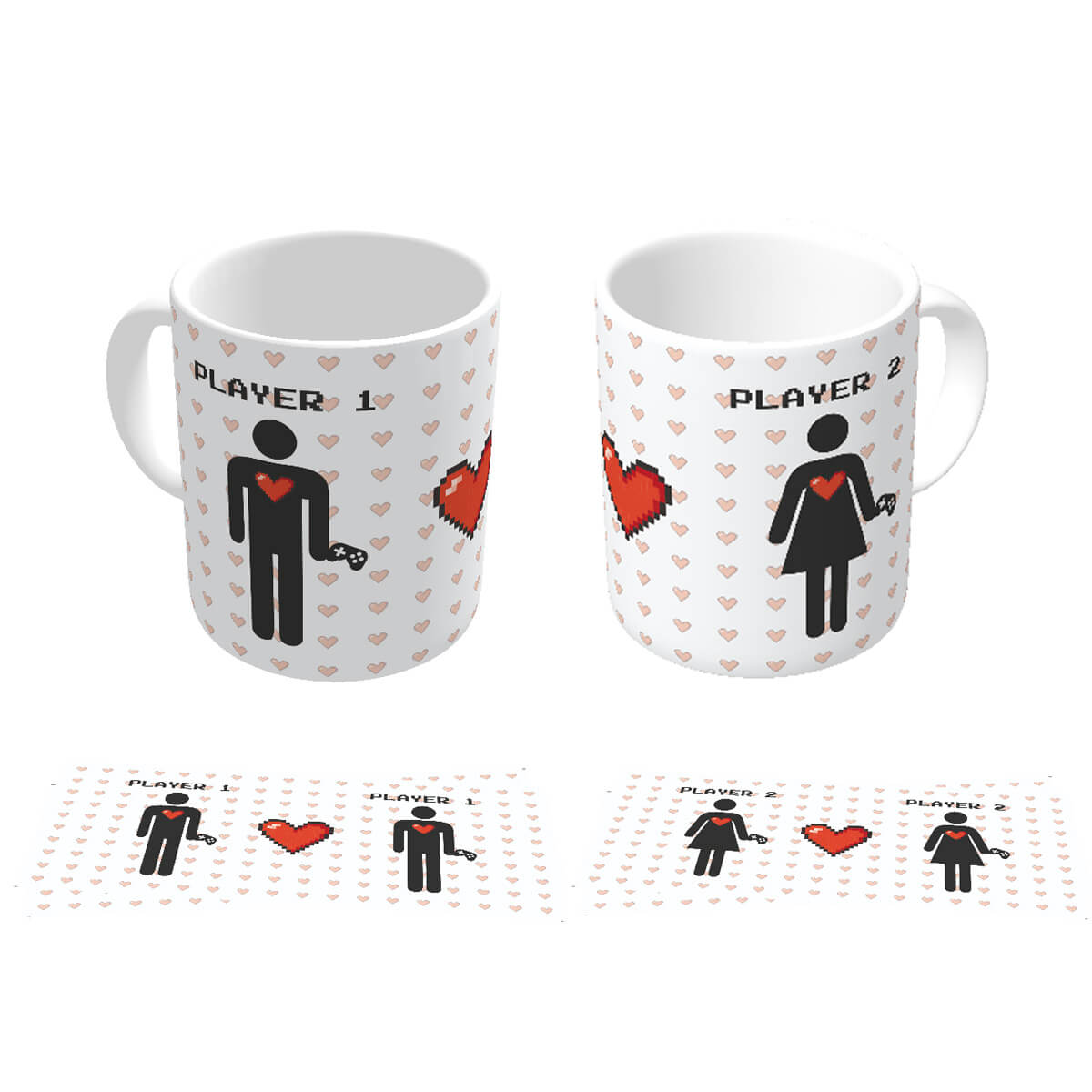 Caneca Casal geek Player 1 e Player 2 HxM Caneca Casal geek Player 1 e Player 2 HxM