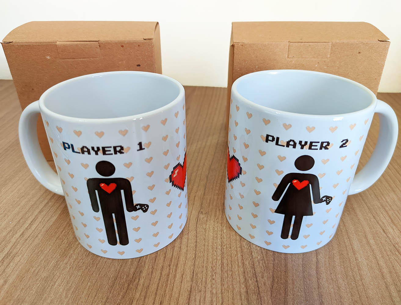 caneca player 1 e 2 namorados games presente geek