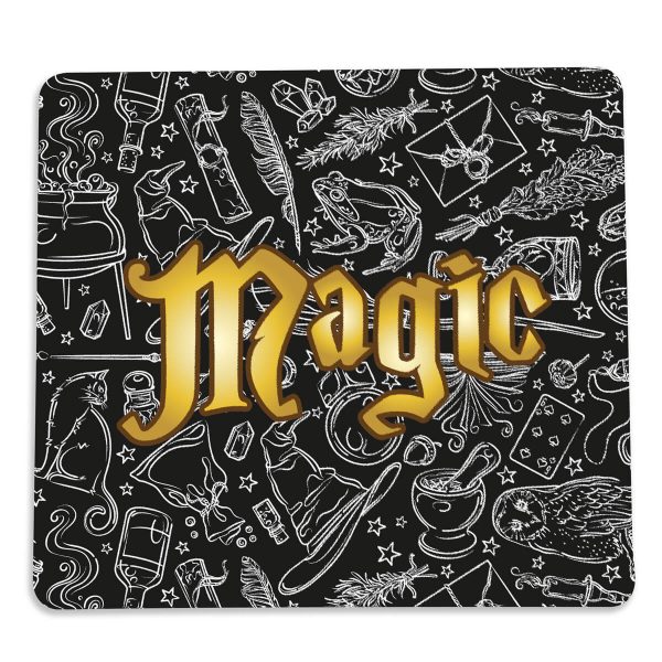 Mouse pad Retangular Geek Magic Preto Decoração Criativa