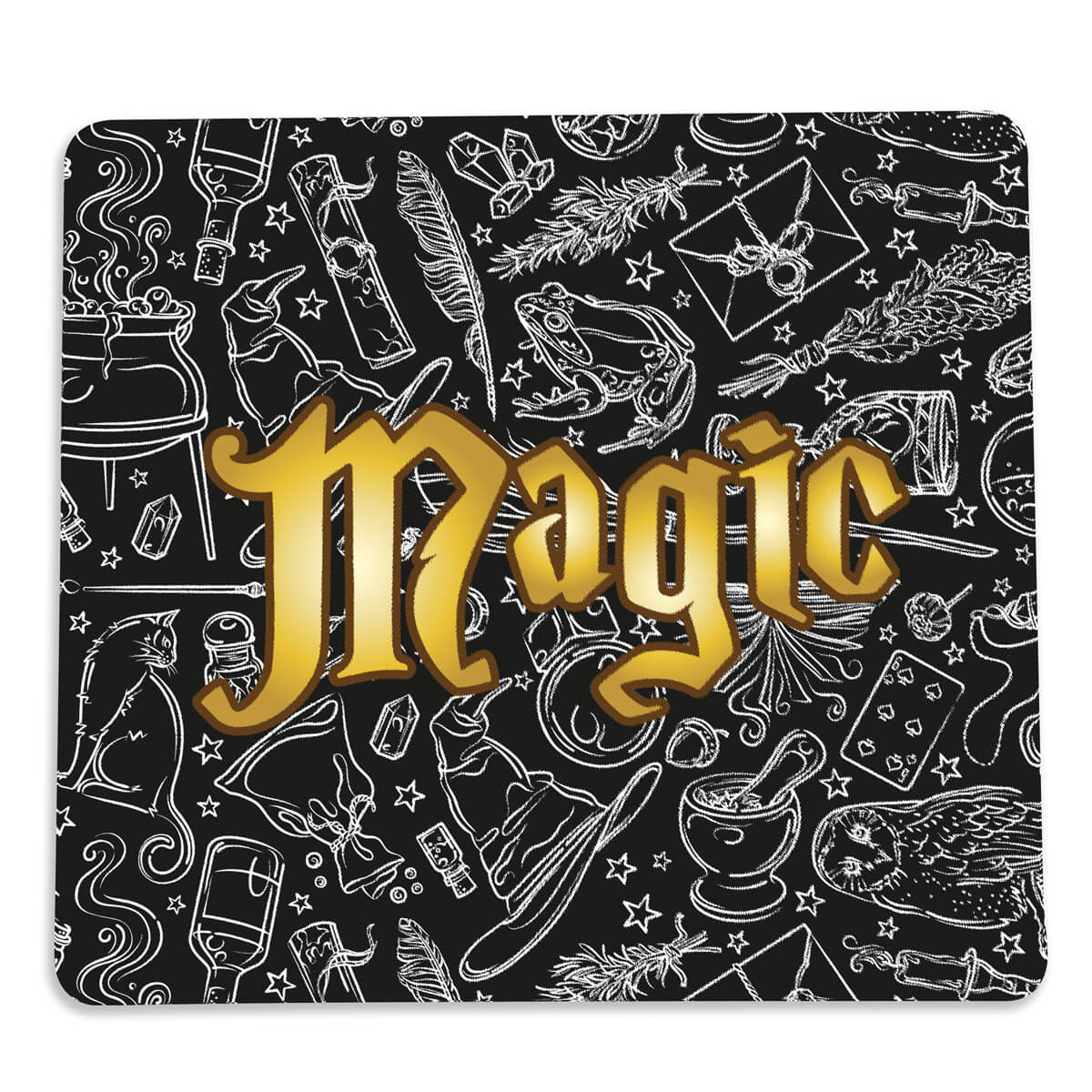 Mouse pad Retangular Geek Magic Preto Decoração Criativa