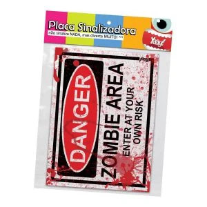 Placa Geek Danger Zombie Area - Imagem 3