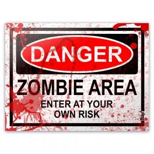 Placa Geek Danger Zombie Area - Imagem 2