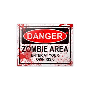 Placa Geek Danger Zombie Area - Imagem 1
