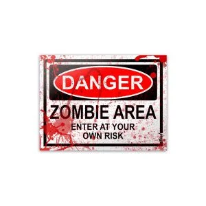 Placa Geek Danger Zombie Area - Imagem 1