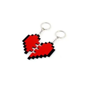 Chaveiro Casal Gamer Nosso Coração Pixel - Presente Criativo Namorados Geek - Imagem 3