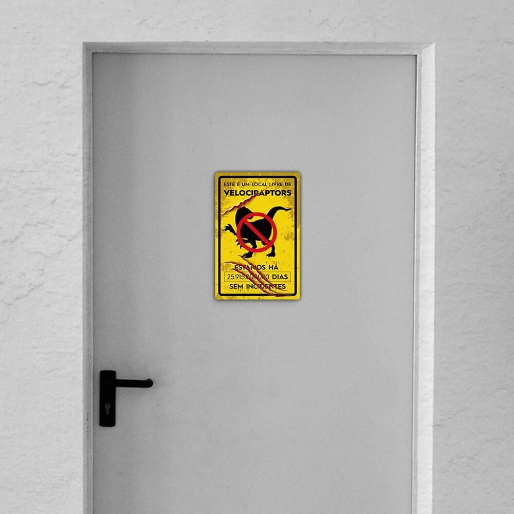 Placa Decorativa Ataque de Dinossauros - Decoração Geek 2