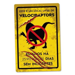 Placa Decorativa Ataque de Dinossauros - Decoração Geek