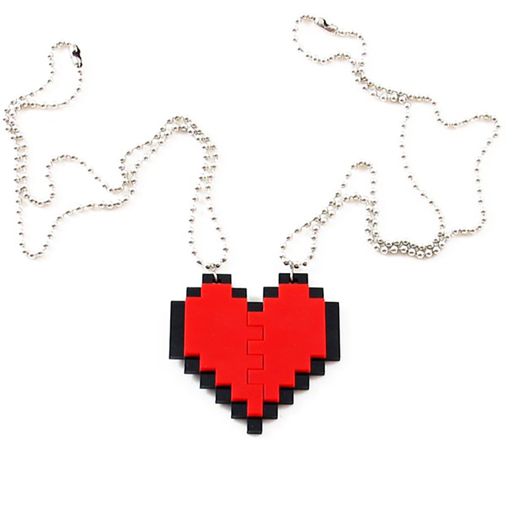 colar casal geek nosso coração pixel