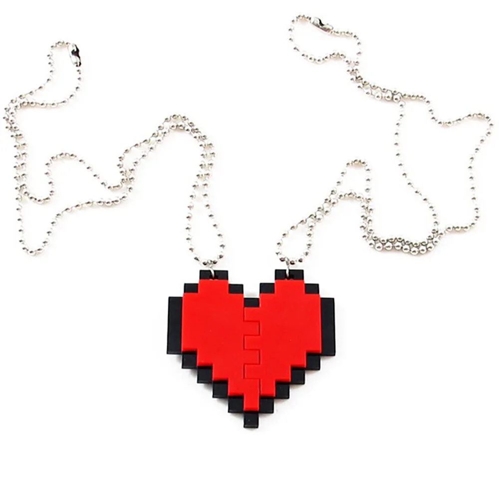 colar casal geek nosso coração pixel