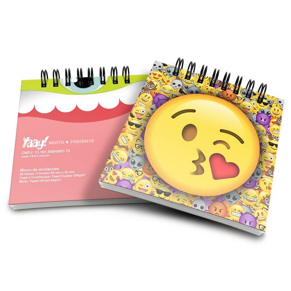 Bloco de Notas Emoji Beijinho com Amor - Presente Criativo Geek 2