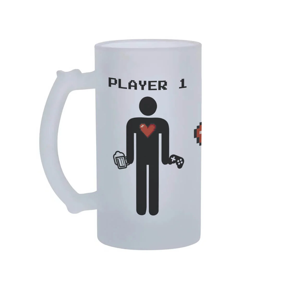 Caneca Chopp Casal Gamer Geek Player 1 Player 2