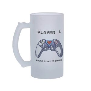 Caneca chopp Casal geek Player 1 e player 2