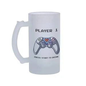 Caneca chopp Casal geek Player 1 e player 2