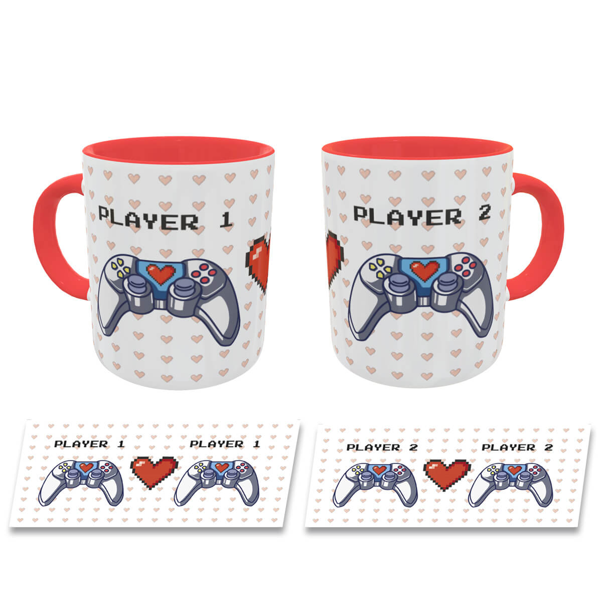 Caneca Casal geek Controle Player 1 e Player 2 Caneca Casal geek Controle Player 1 e Player 2