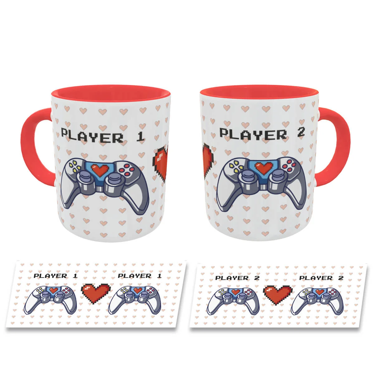 Caneca Casal geek Controle Player 1 e Player 2 Caneca Casal geek Controle Player 1 e Player 2