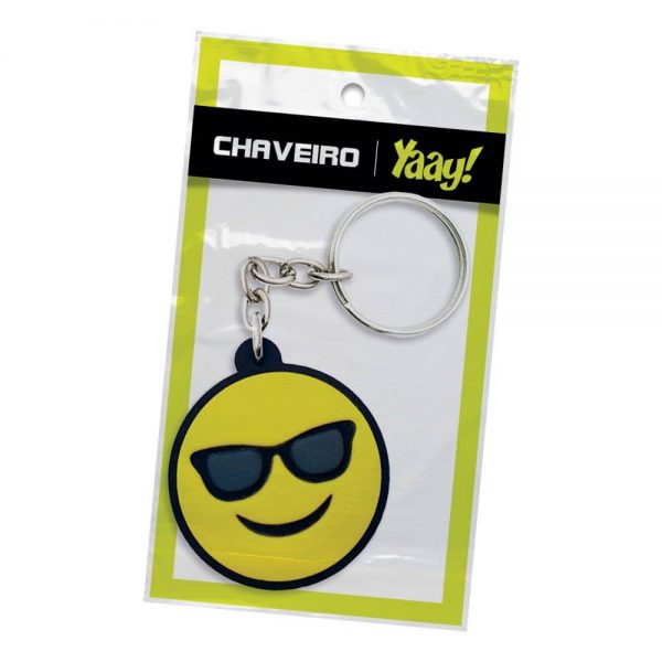 Chaveiro Emborrachado Emoji Óculos de Sol - Presente Criativo Geek 2