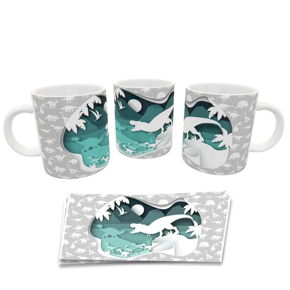 Caneca Dinossauro T-Rex Silhueta Presente Criativo Geek Caneca Dinossauro T-Rex Silhueta Presente Criativo Geek