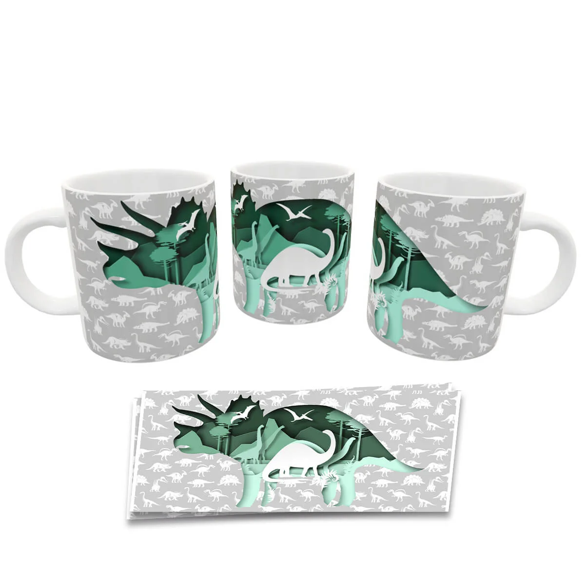 Caneca Dinossauro Triceratops Silhueta Presente Criativo Geek Caneca Dinossauro Triceratops Silhueta Presente Criativo Geek