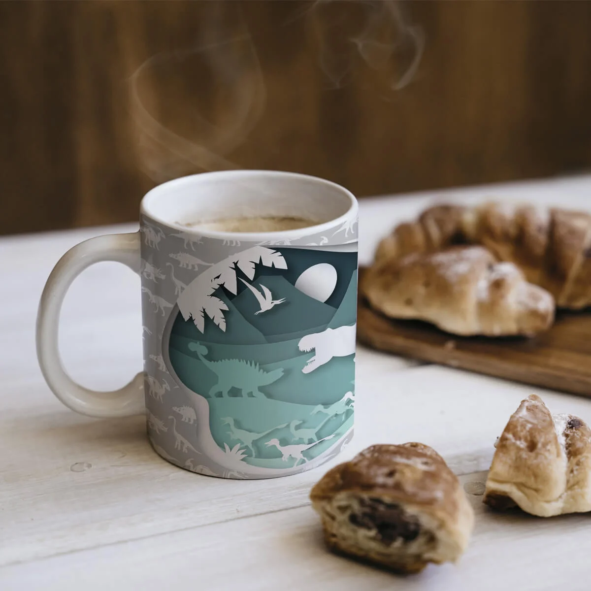 Caneca Geek Dinossauro T-Rex Silhueta Presente Criativo