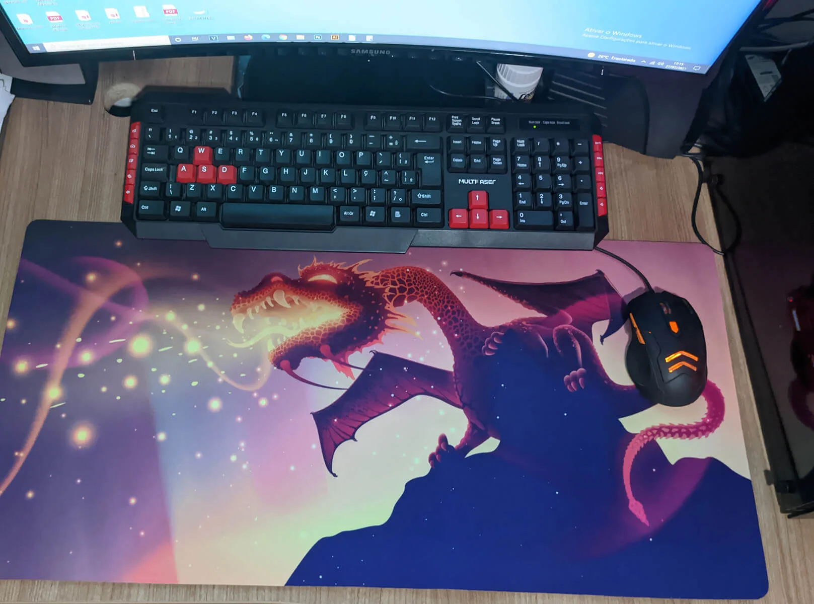 Mouse Pad Gamer Grande Dragão - Presente Criativo Geek 2