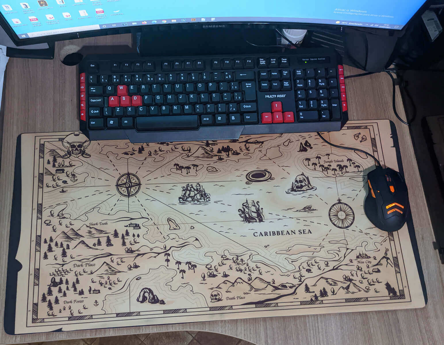 Mouse Pad Gamer Mapa Pirata - Presente Criativo Geek 2