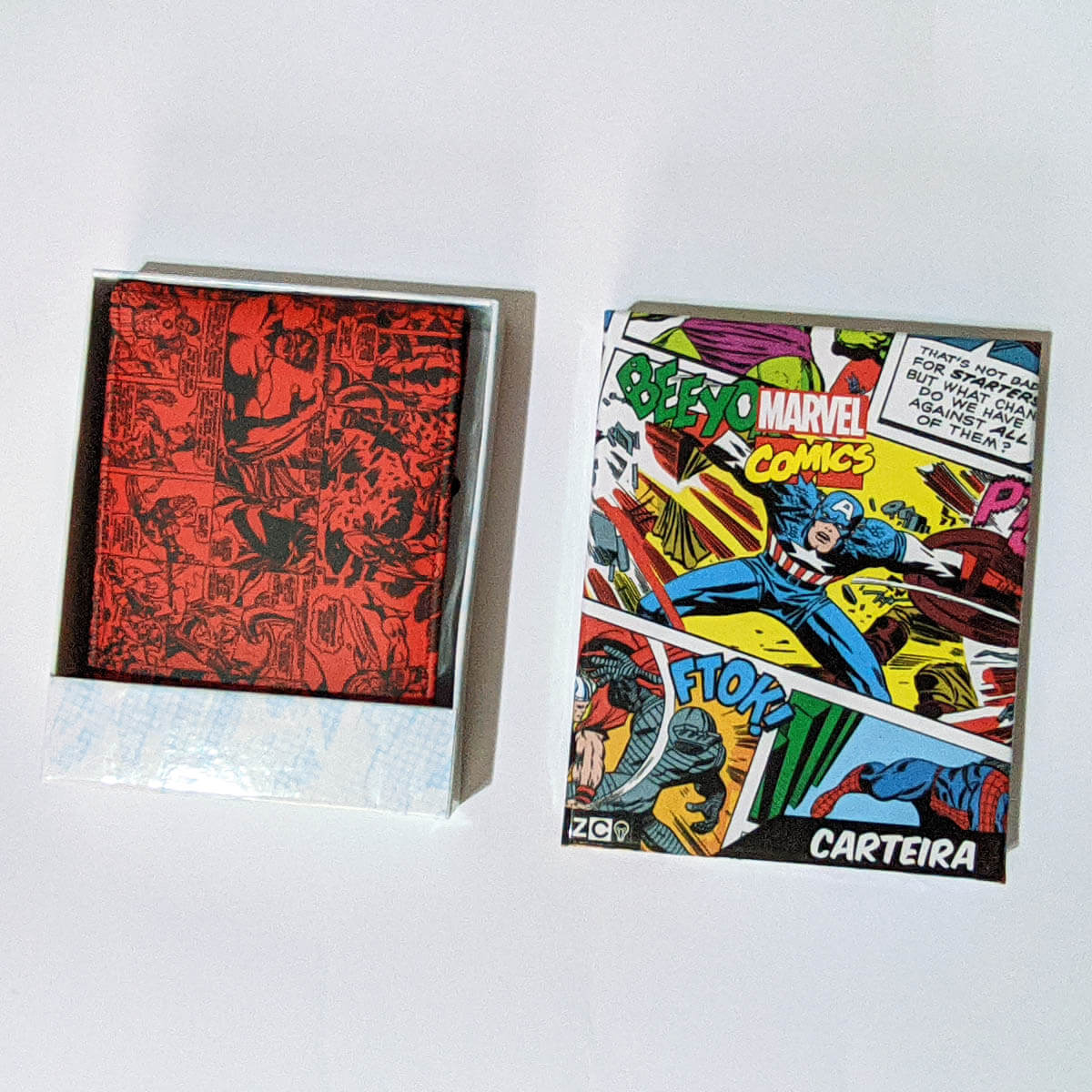 carteira de couro geek marvel