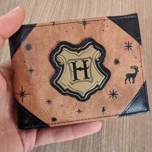 carteira de couro masculina geek Harry Potter hogwarts oficial