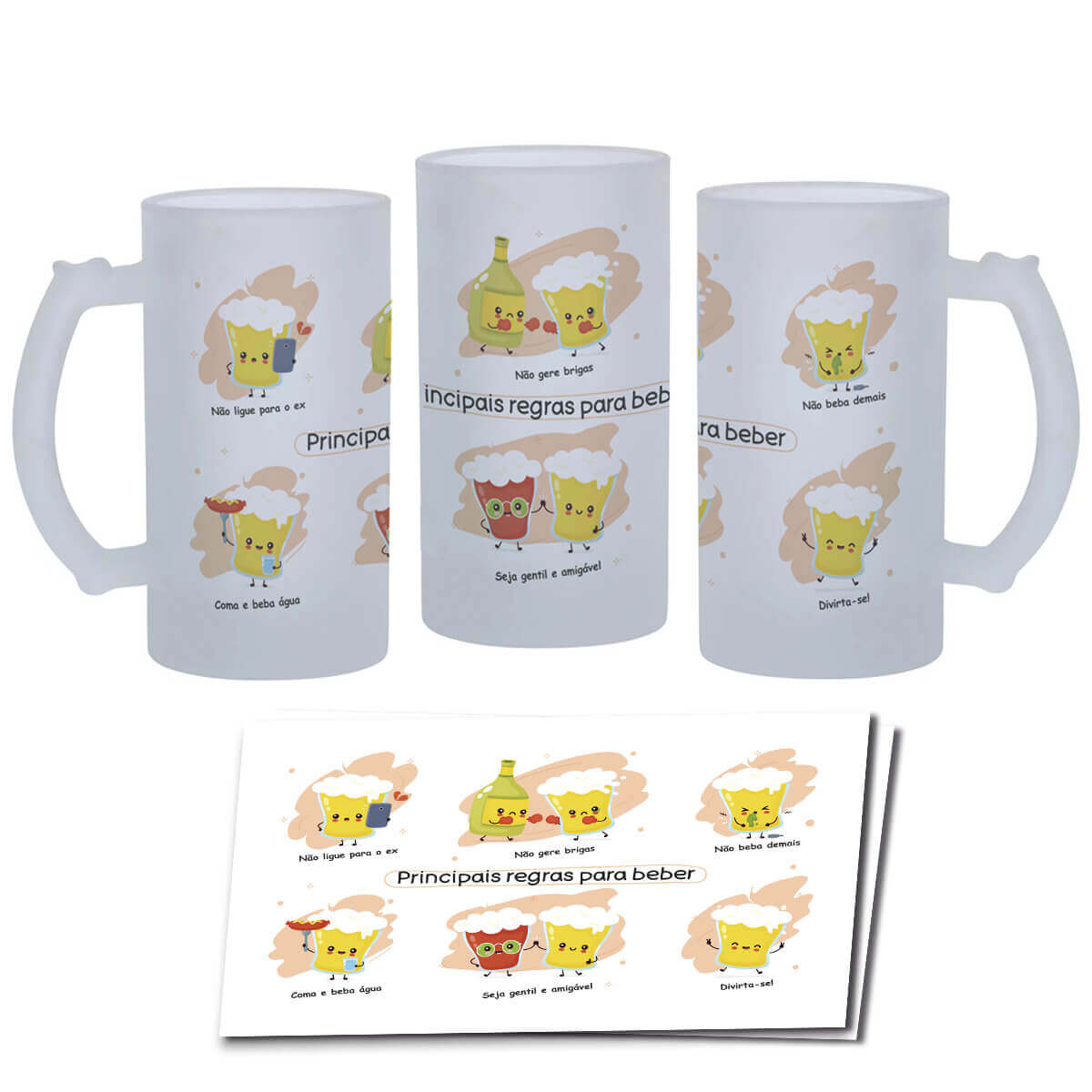 Caneca de Chopp Divertida Regras para Beber - Presente Criativo Caneca de Chopp Divertida Regras para Beber - Presente Criativo