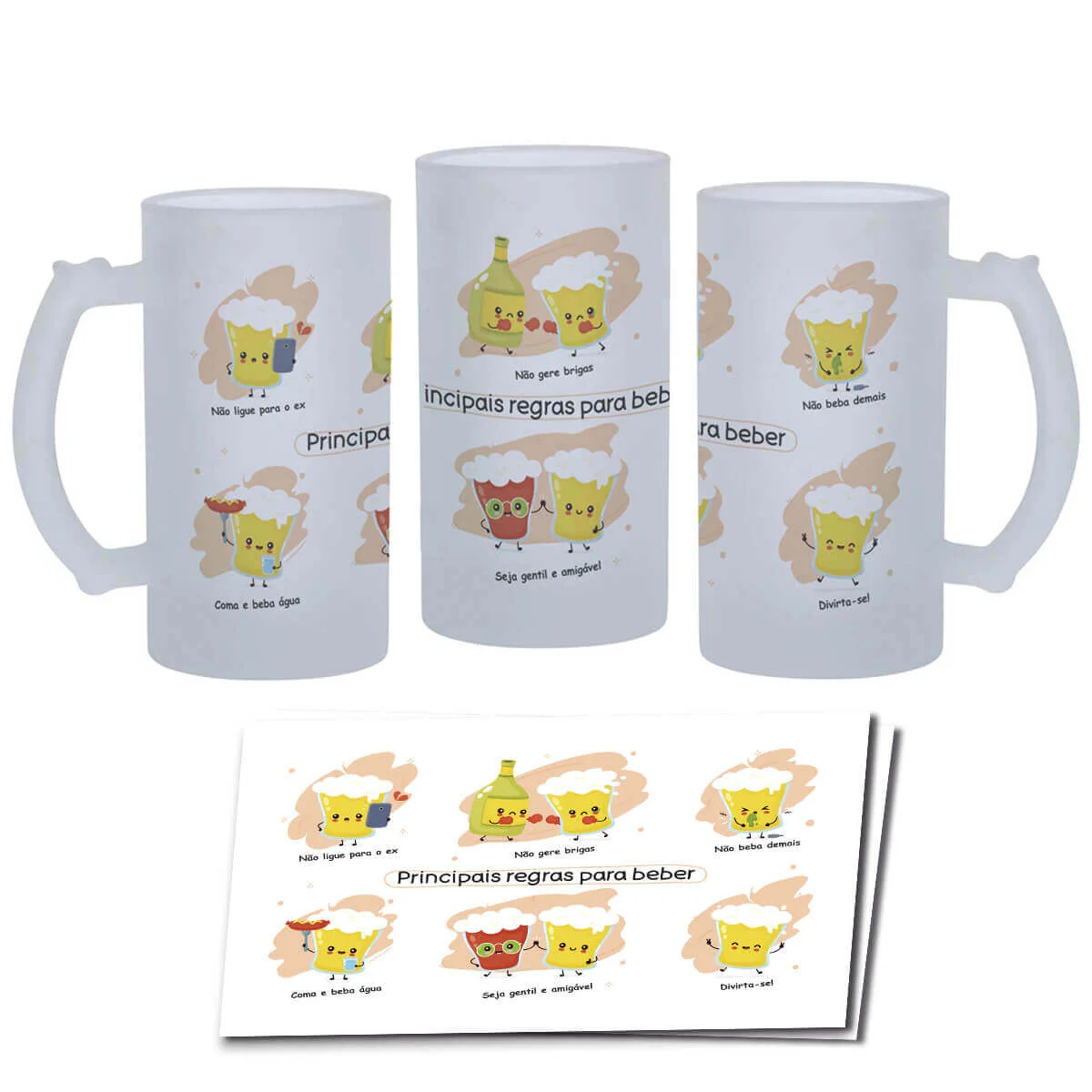 Caneca de Chopp Divertida Regras para Beber - Presente Criativo Caneca de Chopp Divertida Regras para Beber - Presente Criativo