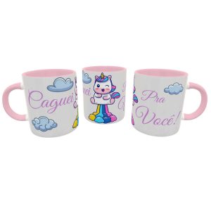 Caneca unicórnio sincero caguei pra você rosa