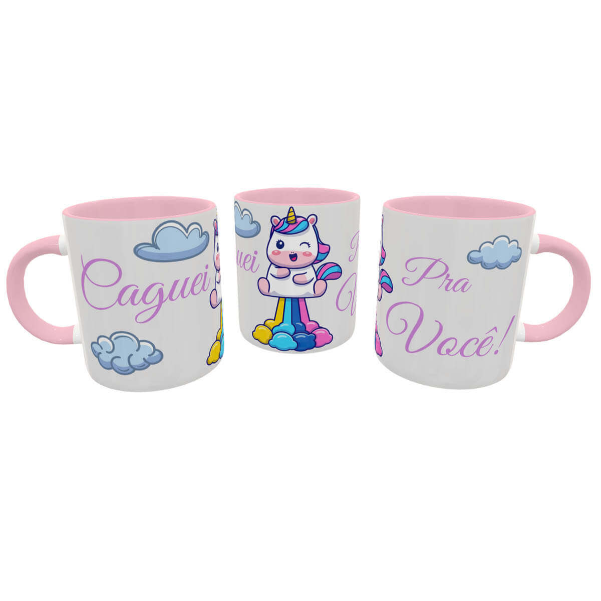 Caneca unicórnio sincero caguei pra você rosa
