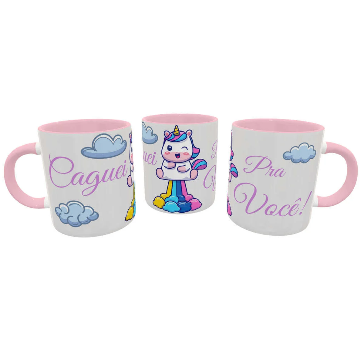 Caneca unicórnio sincero caguei pra você rosa