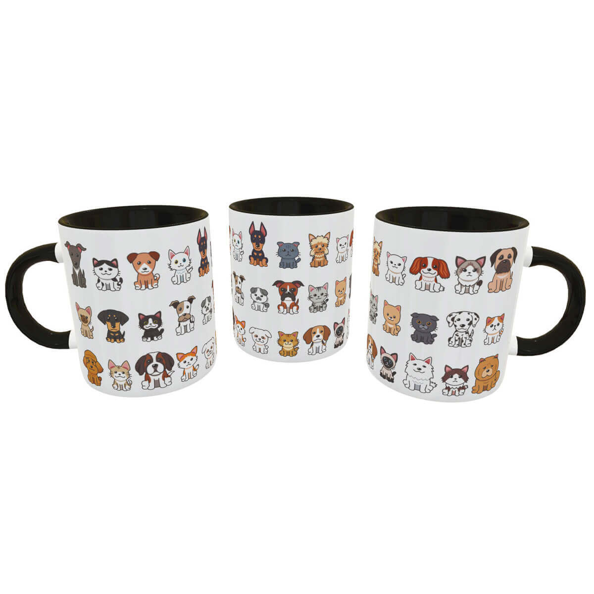 Caneca divertida Cães e Gatos Cartoon - Presente Criativo 2
