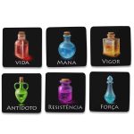Kit 6 Porta Copos Poções RPG - Presente Criativo Geek