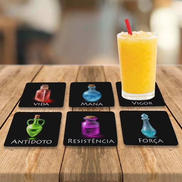 Kit 6 Porta Copos Poções RPG - Presente Criativo Geek 2