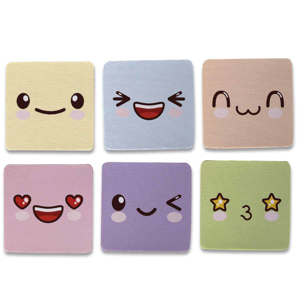 Kit 6 Porta copos Rostos Kawaii - Presente Criativo Geek