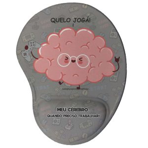 Mouse pad ergonômico Quero Jogar - Presente Criativo Geek Cinza