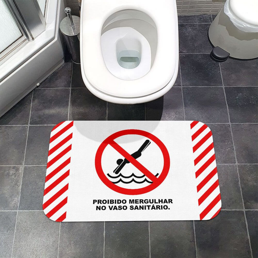 Tapete de Banheiro Proibido Mergulhar no Vaso Sanitário - Presente Criativo 4