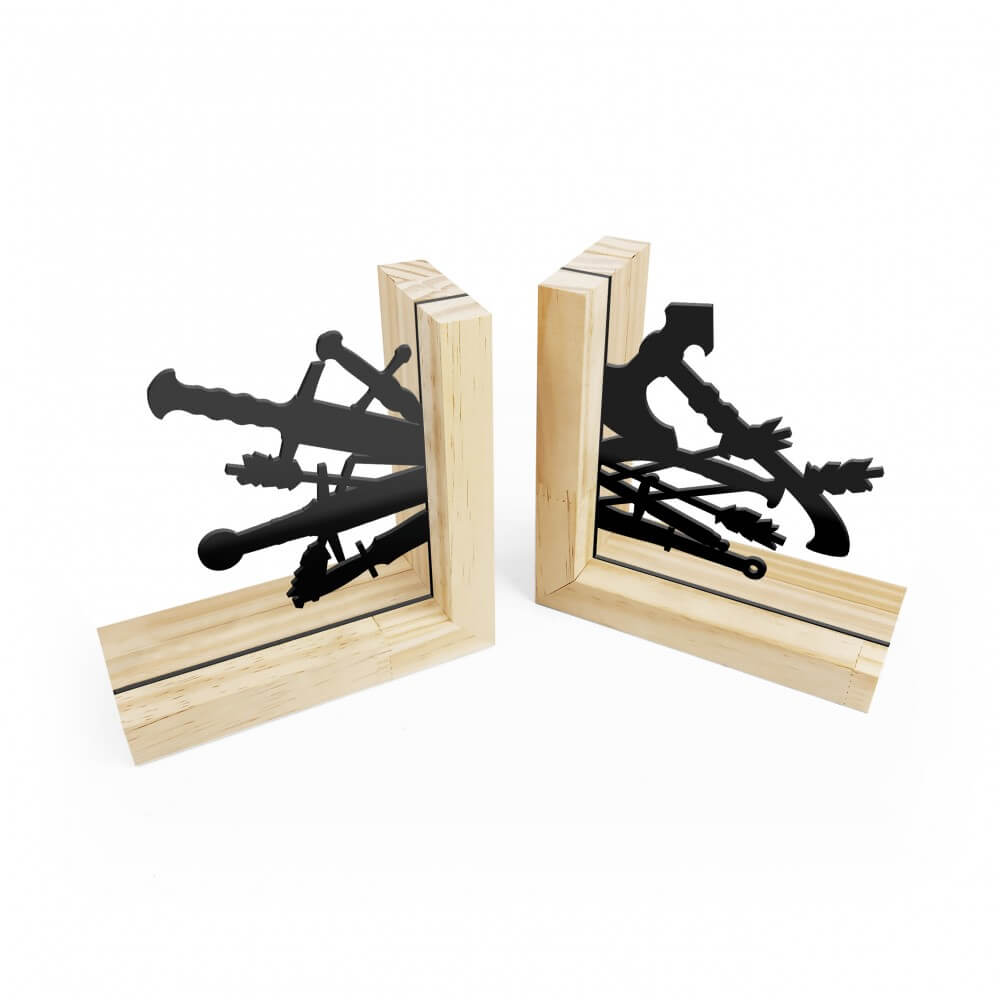 Porta Livros Armas Medievais - Decoraçao Geek - 2