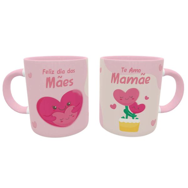 Caneca mãe coração kawaii Presente dia das mães