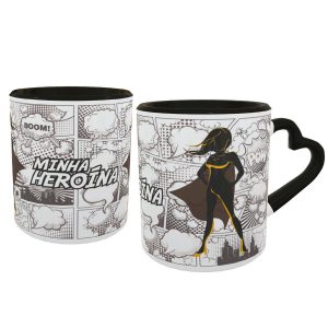 Caneca Coração Casal Heróis Presente Namorados Geek 3
