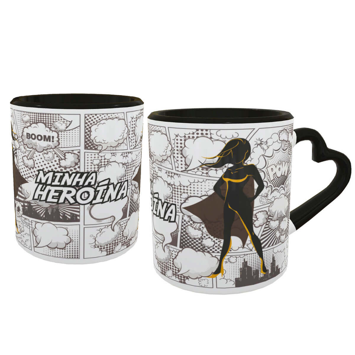 Caneca Coração Casal Heróis Presente Namorados Geek 3