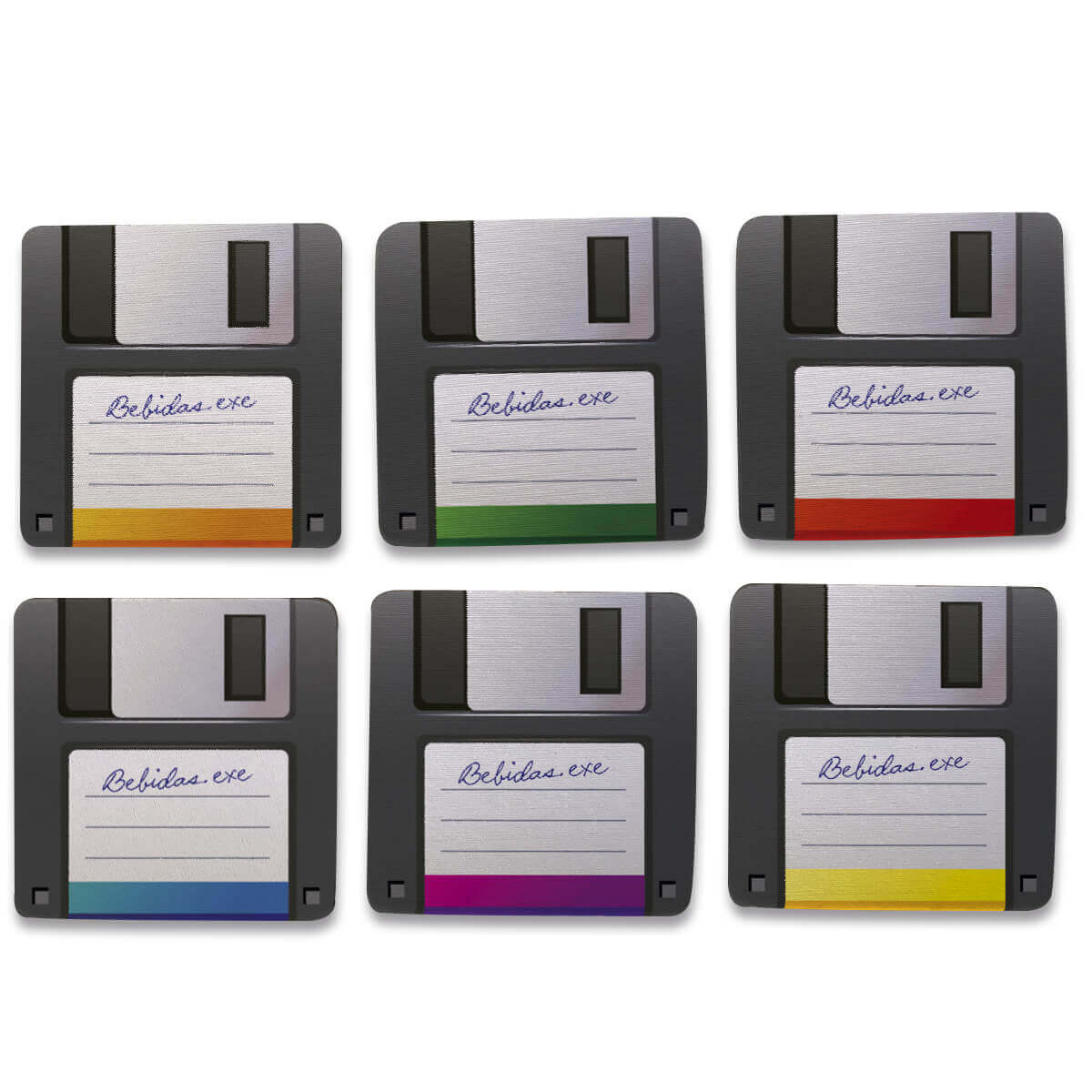 Kit 6 Porta copos Nerd retrô Disquete Kit 6 Porta copos Nerd retrô Disquete