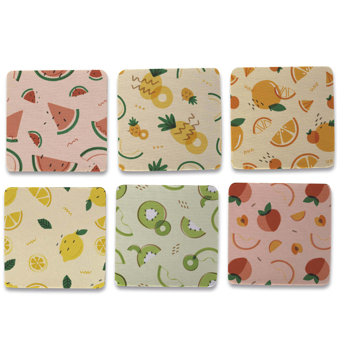 Kit 6 Porta copos retangular Frutas Tropicais Cozinha Criativa Kit 6 Porta copos retangular Frutas Tropicais Cozinha Criativa
