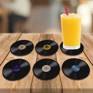 Kit 6 porta copos Disco de Vinil Cozinha Divertida
