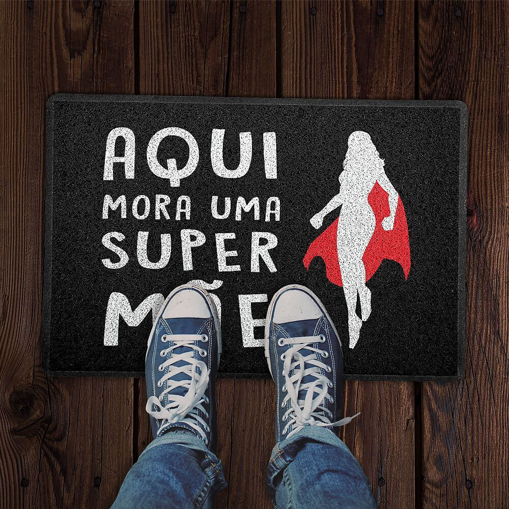 Capacho Divertido Super Mãe Decoração Criativa 2
