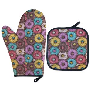 Kit Luva Térmica Donuts Coloridos Cozinha criativa
