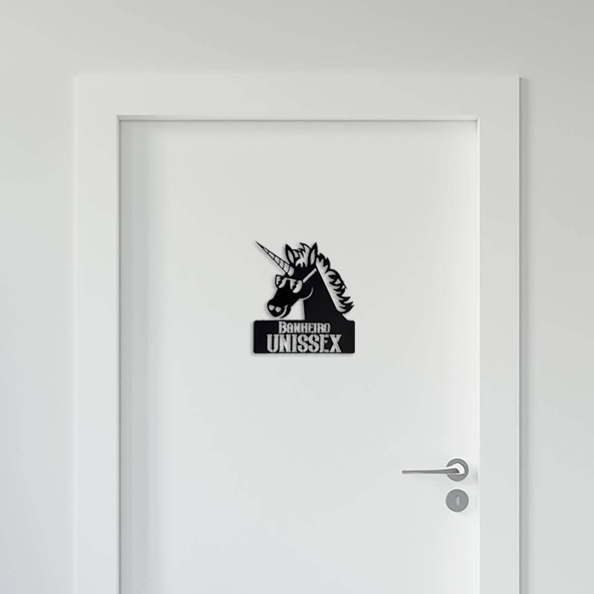 Placa de Banheiro Divertida Unicórnio Unissex 2