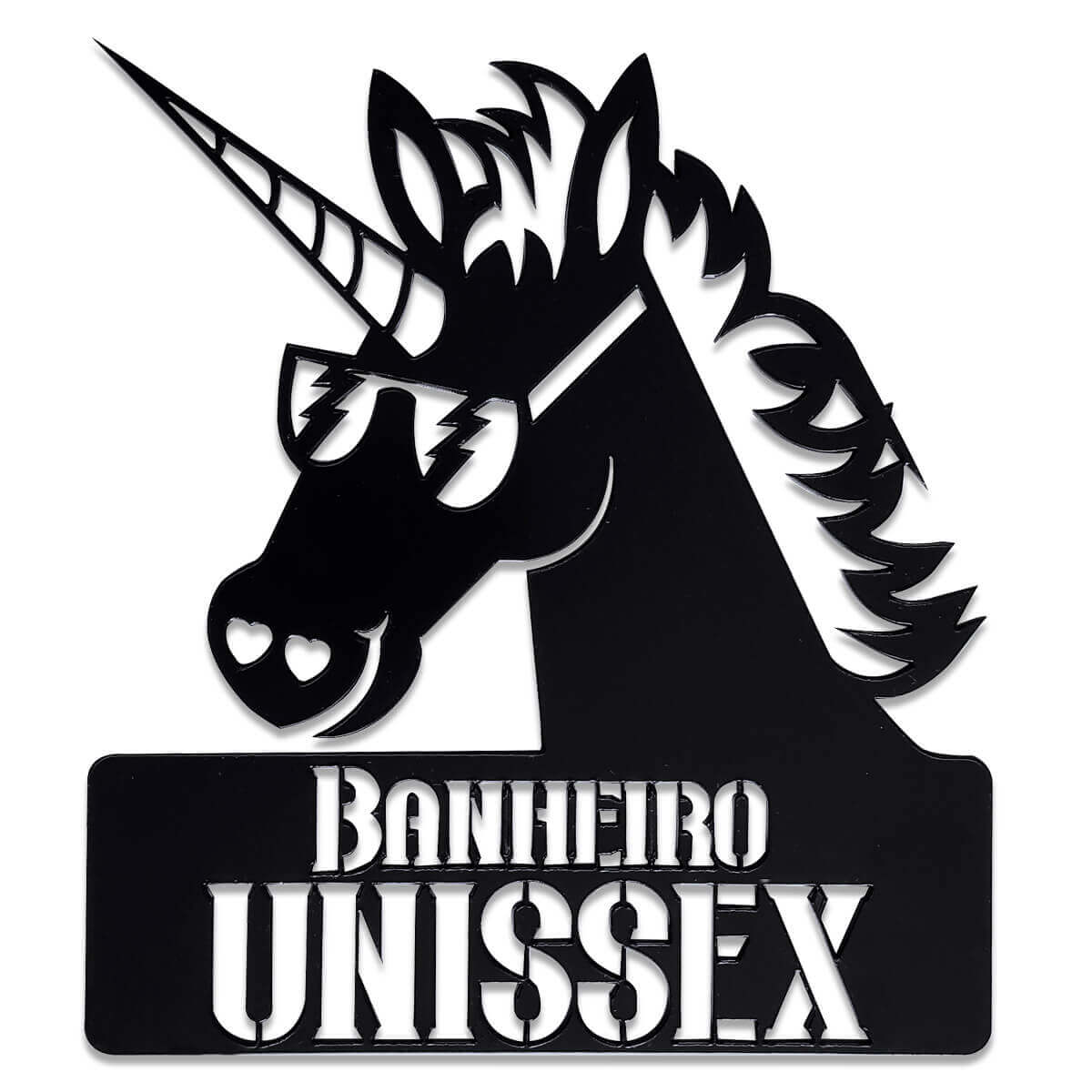 Placa de Banheiro Divertida Unicórnio Unissex