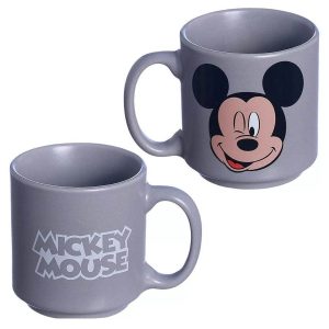 Mini Caneca Mickey Mouse Empilhável Porcelana Cinza 100ML Oficial Disney